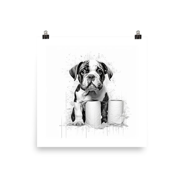 Cute Bulldog Toilet Poster 5″×7″, 8″×10″, 10″×10″