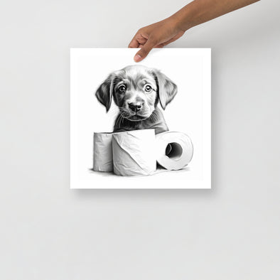 Super Cute Labrador Puppy Toilet Poster