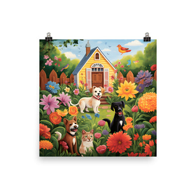 Paper Poster Whimsical Garden Pet Poster