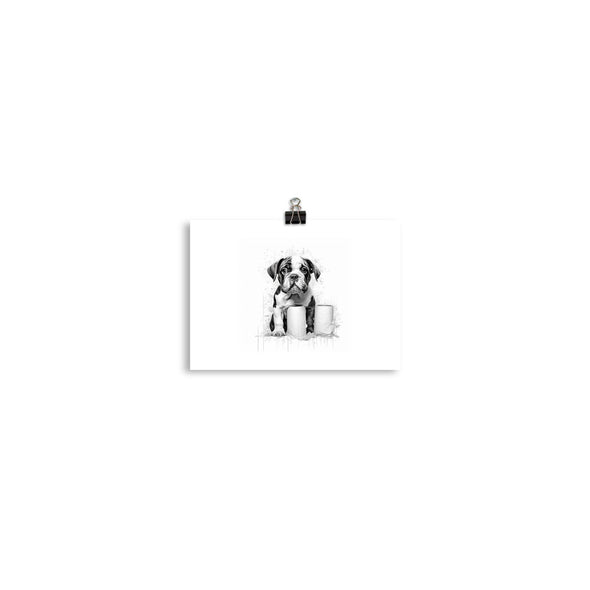 Cute Bulldog Toilet Poster 5″×7″, 8″×10″, 10″×10″