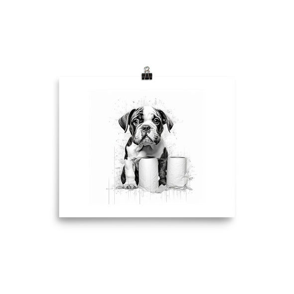 Cute Bulldog Toilet Poster 5″×7″, 8″×10″, 10″×10″