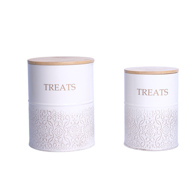 Dog Treat Canister - White Swan (Set of 2)