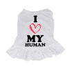 I Love My Human Dog Sundress - Text Design Dog Dress Shirt - Heart Dog Clothing