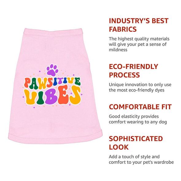 Pawsitive Vibes Dog Sleeveless Shirt - Colorful Text Dog Shirt - Cool Dog Clothing