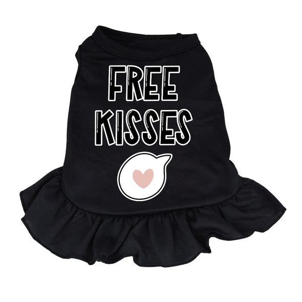 Free Kisses Dog Sundress - Word Print Dog Dress Shirt - Minimalist Dog Clothing