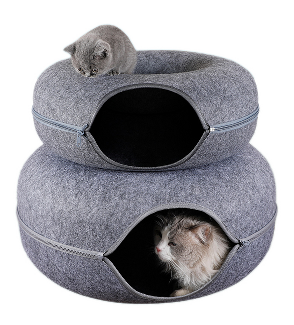 Petable Donut Cat Cave With Faux Fur