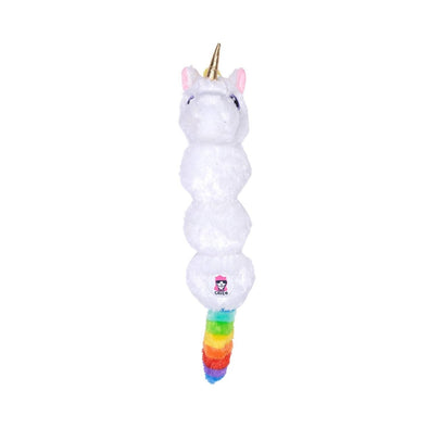 Rainbow Unicorn Skinny Squeaking Plush Dog Toy