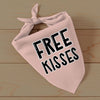 Free Kisses Pet Bandana - Word Print Dog Bandana - Minimalist Pet Scarf