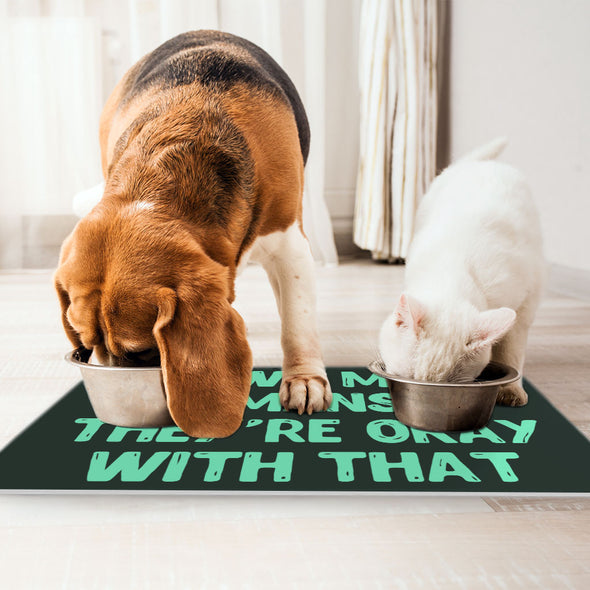 Funny Pet Food Mat - Printed Anti-Slip Pet Bowl Mat - Cool Pet Feeding Mat