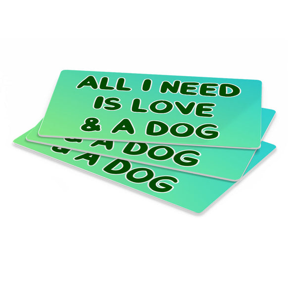 All I Need is Love and a Dog Pet Food Mat - Cute Anti-Slip Pet Bowl Mat - Graphic Pet Feeding Mat