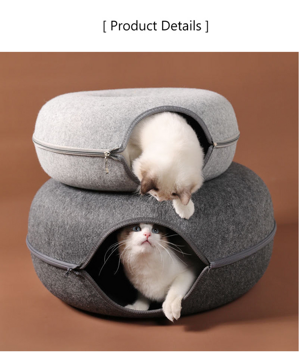 Petable Donut Cat Cave With Faux Fur