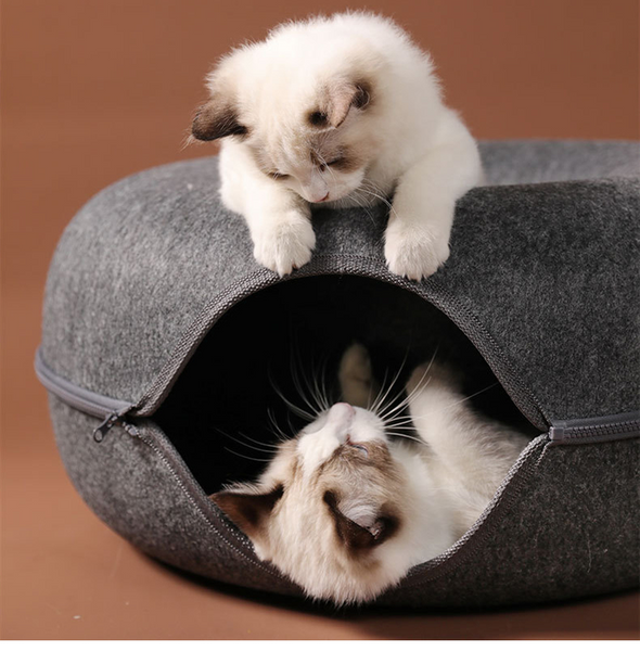 Petable Donut Cat Cave With Faux Fur