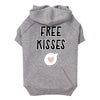 Free Kisses Dog Hoodie with Pocket - Word Print Dog Coat - Minimalist Dog Clothing