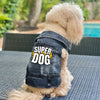 Super Dog Denim Vest - Colorful Dog Denim Jacket - Graphic Dog Clothing