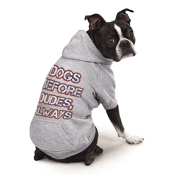 Dogs Before Dudes Dog Hoodie with Pocket - Dog Theme Dog Coat - Funny Dog Clothing