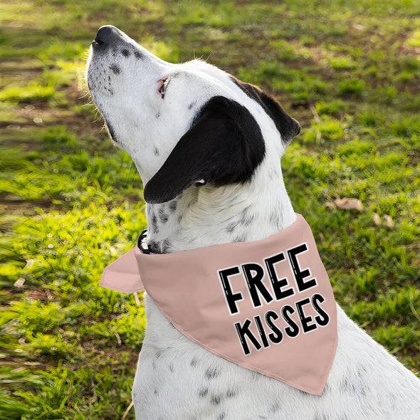 Free Kisses Pet Bandana - Word Print Dog Bandana - Minimalist Pet Scarf