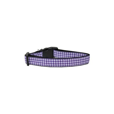 Purple Houndstooth Nylon Ribbon Collar