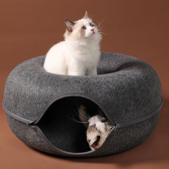 Petable Donut Cat Cave With Faux Fur