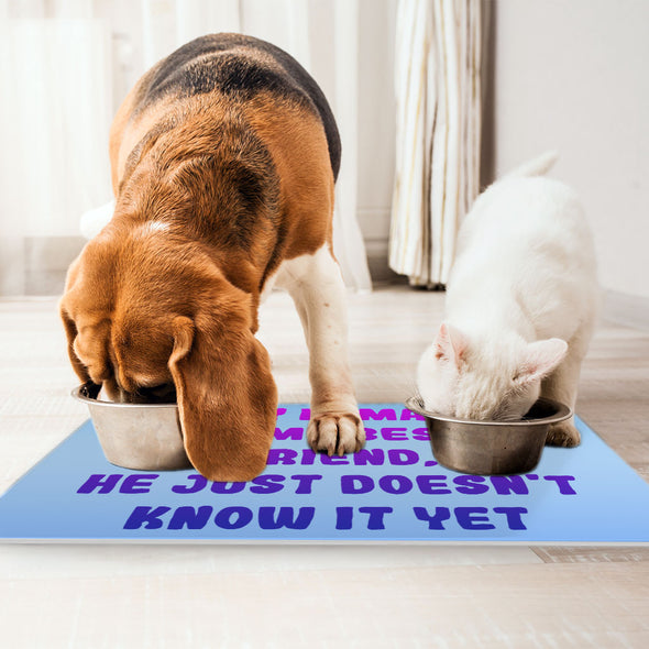 Cute Design Pet Food Mat - Creative Anti-Slip Pet Bowl Mat - Quote Pet Feeding Mat