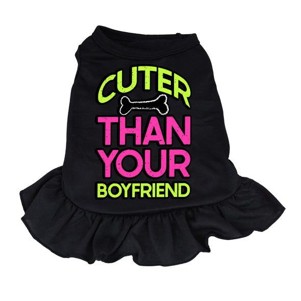 Cuter Than Your Boyfriend Dog Sundress - Funny Dog Dress Shirt - Colorful Dog Clothing