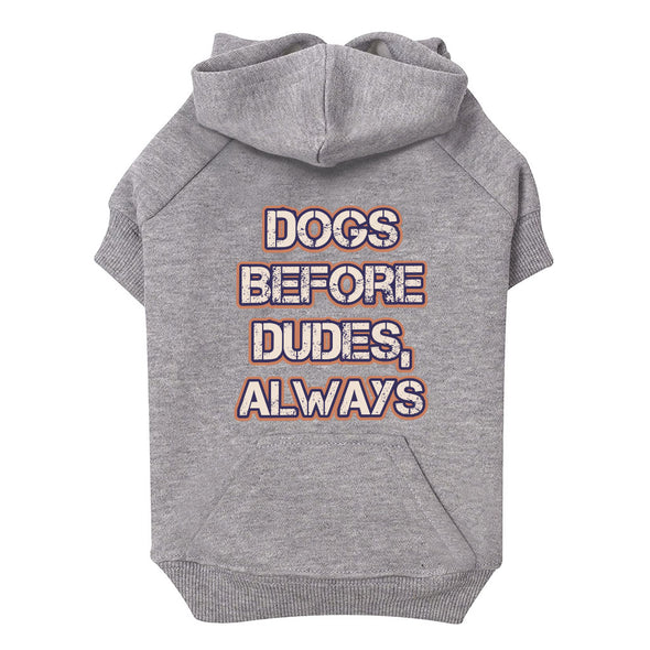 Dogs Before Dudes Dog Hoodie with Pocket - Dog Theme Dog Coat - Funny Dog Clothing