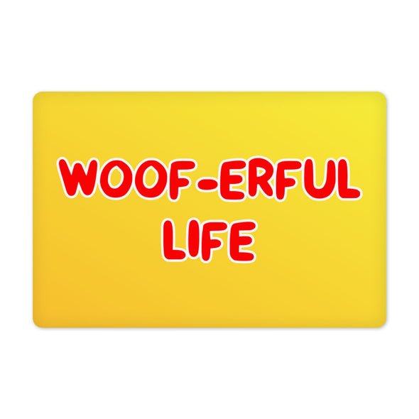 Woof Pet Food Mat - Funny Anti-Slip Pet Bowl Mat - Cool Pet Feeding Mat