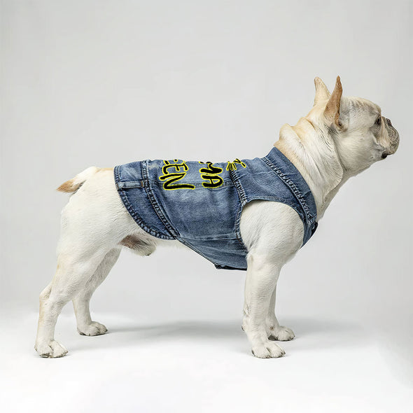 Drama Queen Dog Denim Vest - Funny Dog Denim Jacket - Themed Dog Clothing