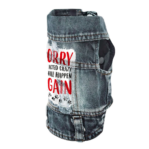 Acted Crazy Dog Denim Vest - Funny Dog Denim Jacket - Colorful Dog Clothing