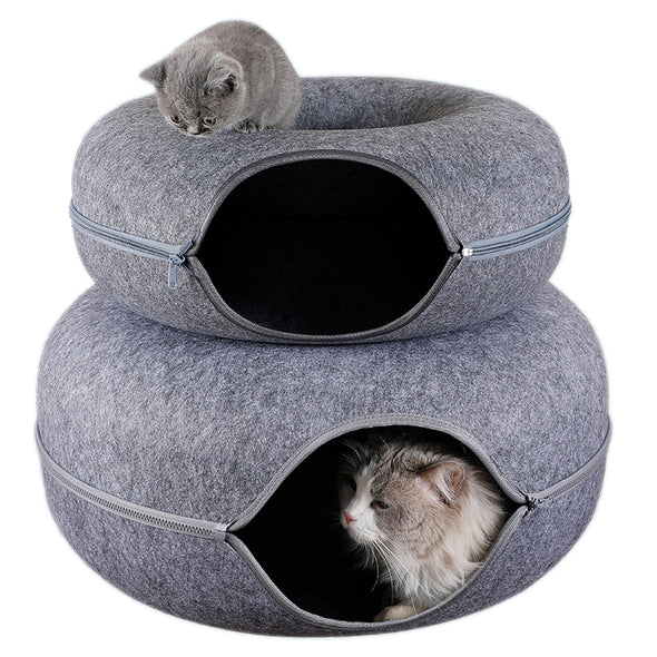 Petable Donut Cat Cave With Faux Fur