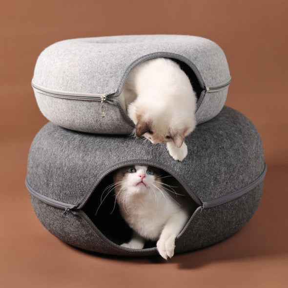 Petable Donut Cat Cave With Faux Fur