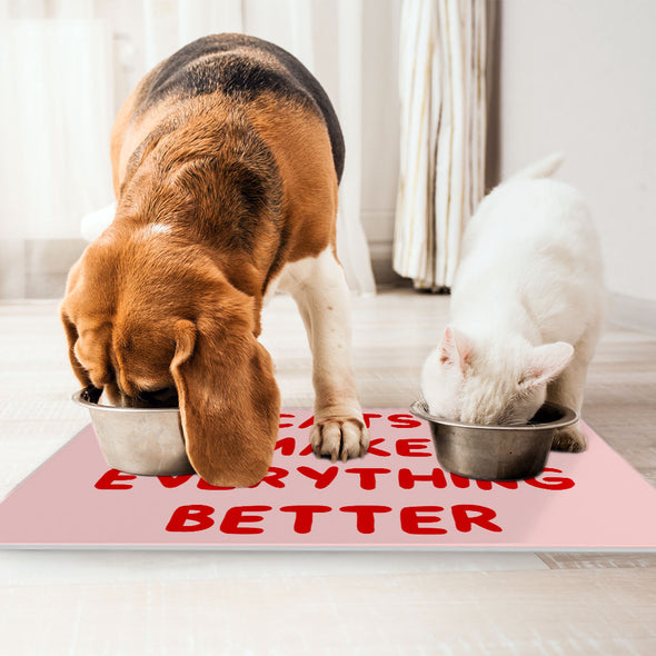 Cool Funny Pet Food Mat - Funny Cat Quote Anti-Slip Pet Bowl Mat - Cute Pet Feeding Mat